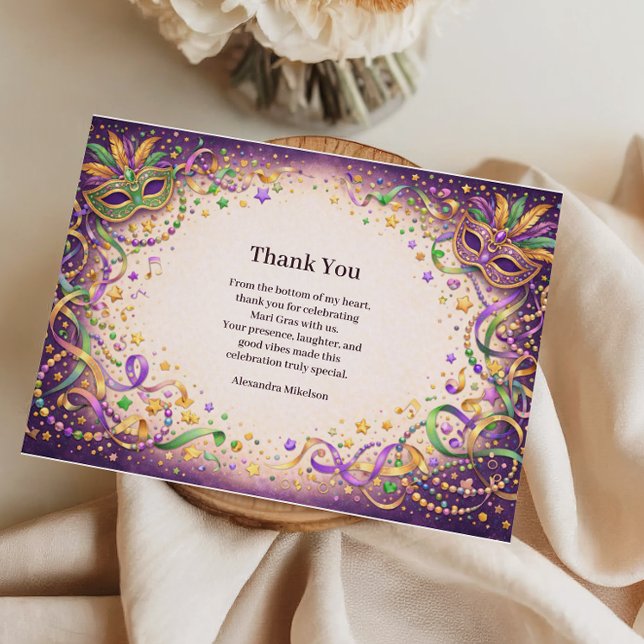 Festive Ribbon Mask Mardi Gras Masquerade Tack Kort (Skapare uppladdad)