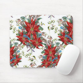 Festive Rik Red Poinsettia Blommor Mouse Pad Musmatta