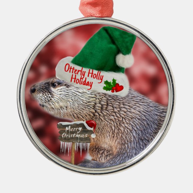 Festive River Otter-julprydnad Julgransprydnad Metall (Framsidan)