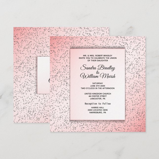 Festive Ro Glitter Titta på bröllopsinbjudan Inbjudningar (Fram/baksida)