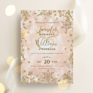 Festive Ro Guld GNISTRA Elegant Winter Wedding Inbjudningar