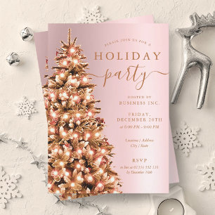 Festive Ro Guld Julafton Träd Company Julfest Inbjudningar