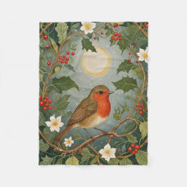 Festive Robin och Holly Fleecefilt
