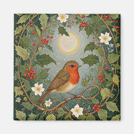 Festive Robin och Holly Magnet