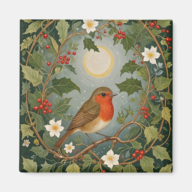 Festive Robin och Holly Magnet (Framsidan)