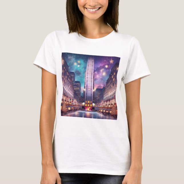 Festive Rockefeller Centre NYC T Shirt (Framsida)