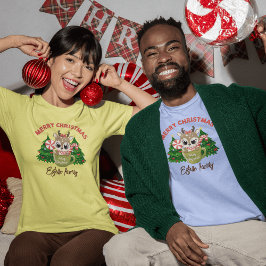 Festive Roligt: Beige & Grönt Cute-jul T Shirt