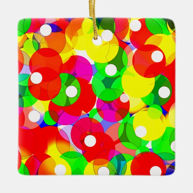 Festive roligt bubble art julgransprydnad keramik (Framsida)