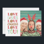 Festive Roligt Cute-familjens julfoto Kort<br><div class="desc">Det här är ett roligt-helgdag-fotokort med gingerkakor och den handskrivna frasen Kärlek jul,  Kärlek-kakor,  Kärlek dig! Designad av Blackberry Boulevard.</div>