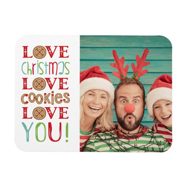 Festive Roligt Cute-familjens julfoto Magnet (Horisontell)