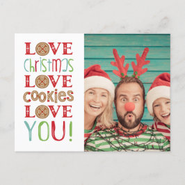 Festive Roligt Cute-familjens julfoto Vykort