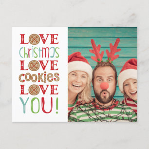 Festive Roligt Cute-familjens julfoto Vykort
