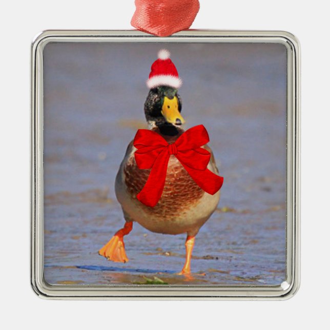 Festive Roligt Mallard Anka jul Julgransprydnad Metall (Framsidan)