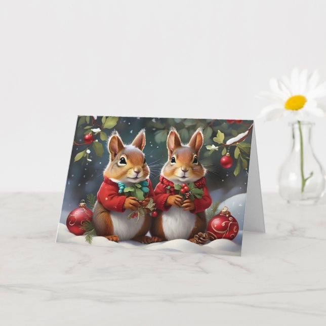 Festive Roligt med Cute Julekorrar Kort (Liten växt)