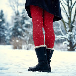 Festive Roligt Novelty Red Rosa Polka Dot jul jul Leggings<br><div class="desc">Den här fina klassiska designen har en hand plockade-mjuk rosa-polka-punkt på klassiskt rött för den mysiga,  traditionella helgdag med ett tips om stollig. Originalkonst av Malissa Melrose.</div>