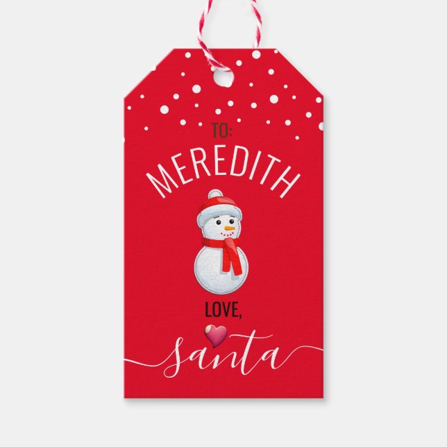 Festive, Roligt Red "Kärlek, Santa"-Anpassningsbar Presentetikett (Framsidan)