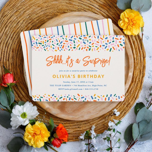 Festive Roligt Surprise Födelsedagsfest Inbjudningar (Skapare uppladdad)