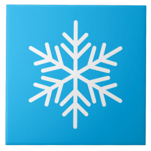 Festive Roligt White Nordic Snowflake On Azure Blu Kakelplatta