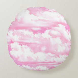 Festive Rosa Clouds Rund Kudde