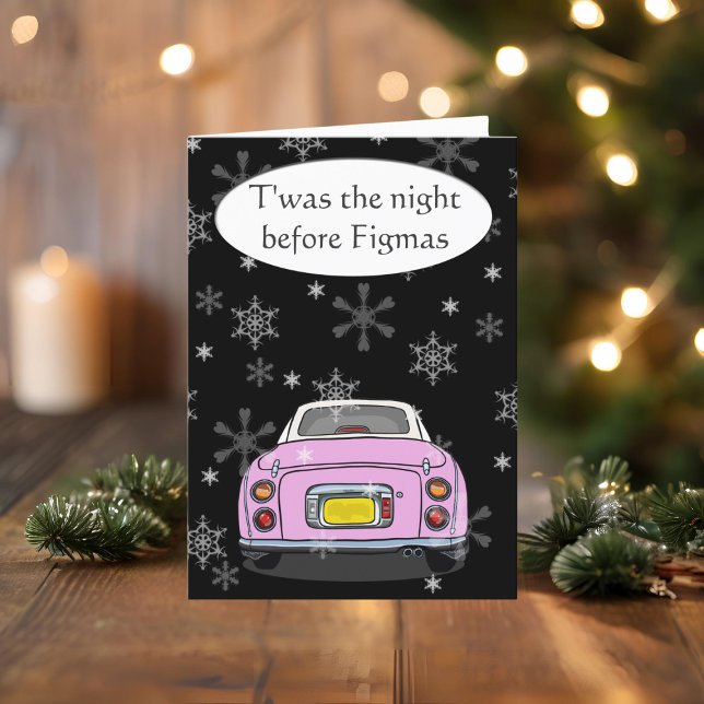 Festive Rosa Figaro-julkort Helgkort (Happy Fig-mas! A fun figgy themed christmas card to send to your car! (or your figgy loving friends))