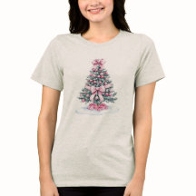 Festive Rosa Ribbon jul Tee