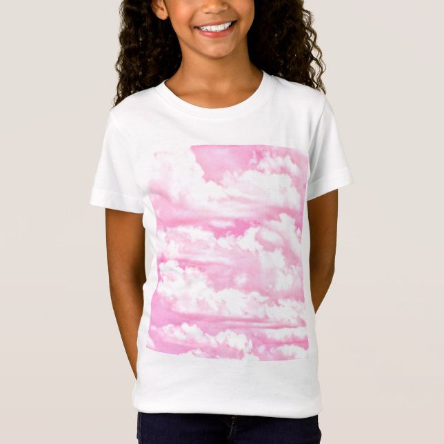 Festive Rosa ros Clouds Tee Shirt (Framsida)
