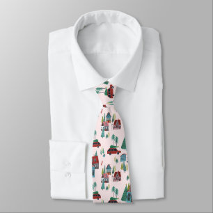 Festive Rosa Village & Car Träd Retro-jul Slips