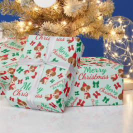 Festive Rosett band Cute Hundar jul Ljust grönt ju Presentpapper