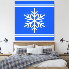 Festive Royal Blue White Tävla Rand Snowflake Canvastryck