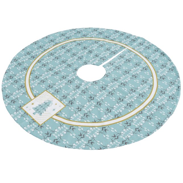 Festive Royal Botanical Robin's Egg Blue Emblem Julgransmatta Fleece (Vinklad)