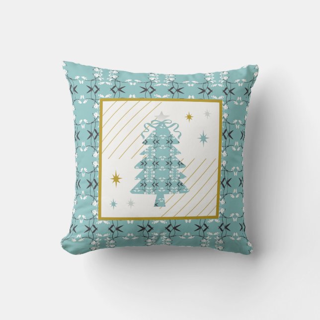 Festive Royal Botanical Robin's Egg Blue Emblem Kudde (Framsida)