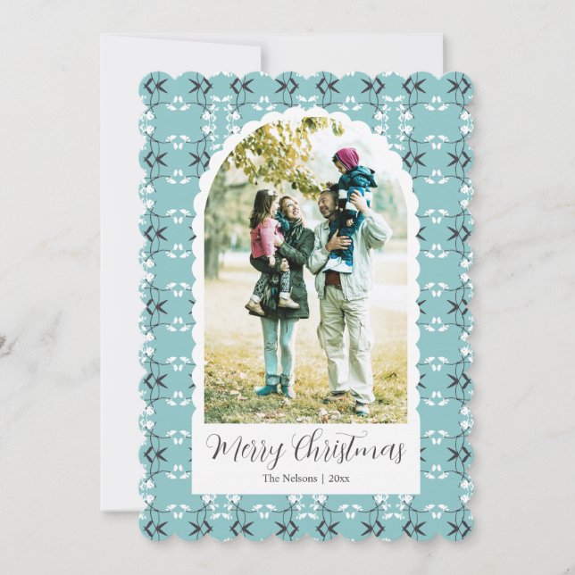 Festive Royal Botanical Robin's Egg Blue Julkort (Framsida)