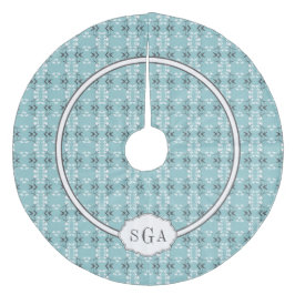 Festive Royal Botanical Robin's Egg Blue Monogram Julgransmatta Fleece