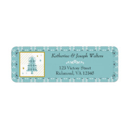 Festive Royal Botanical Robin's Egg Blue Tree Returadress Etikett