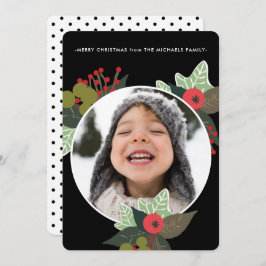 Festive Rustic Botanical Circle Photo- jul Julkort