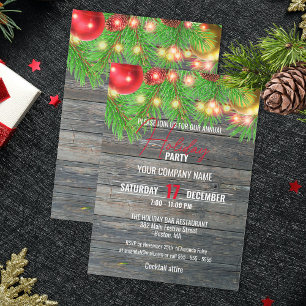 Festive Rustic Corporate Helgdag jul Party Inbjudningar