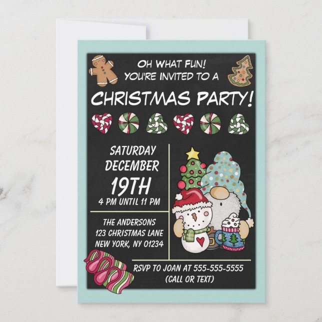 Festive Rustic Gnome Cookies Candy Party Inbjudningar (Framsida)