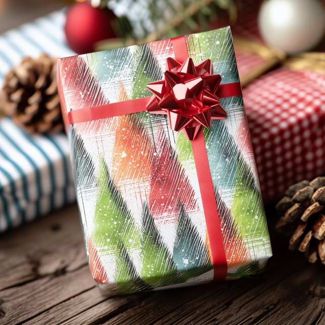 Festive Rustic Winter Trees Presentpapper (Skapare uppladdad)