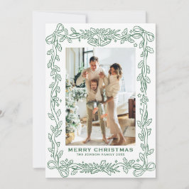 Festive Sage Green Christmas Bow Ribbon 2 Photo Ho Julkort