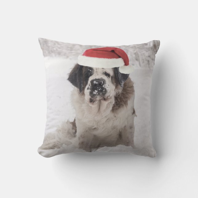 Festive Saint Bernard hund med jul Kudde (Framsida)