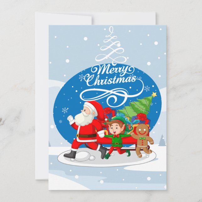 Festive Santa and Friends jul Card Julkort (Framsida)