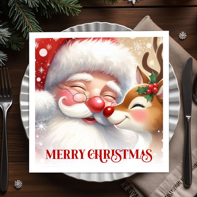 Festive Santa and Rudolph Christmas Napkins Dinner Pappersservett (Festive Santa and Rudolph Christmas Napkins Dinner Tableware

)
