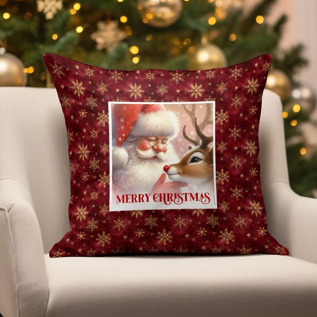 Festive Santa and Rudolph Christmas Throw Pillow  Kudde (Festive Santa and Rudolph Christmas Throw Pillow Gift

)