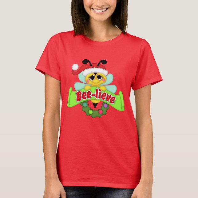 Festive Santa bee Helgdag t-shirt (Framsida)