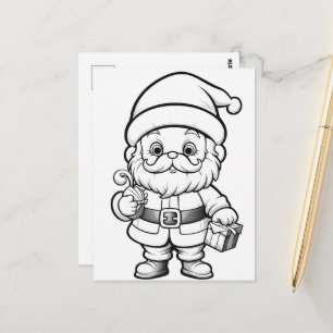 Festive Santa Children-färgning Vykort