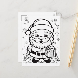 Festive Santa Children-färgning Vykort