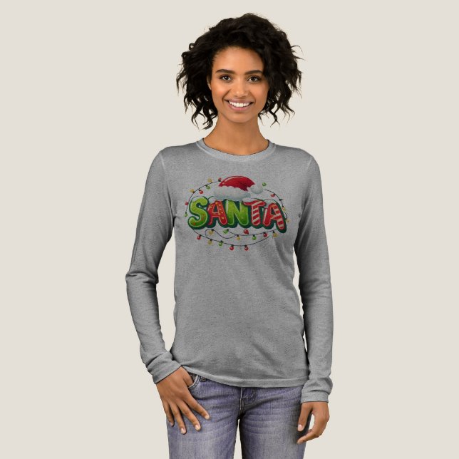 Festive "SANTA" Christmas Lights T Shirt (Hel framsida)