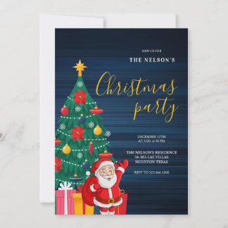 Festive Santa Christmas Party Invitation | Holiday Inbjudningar