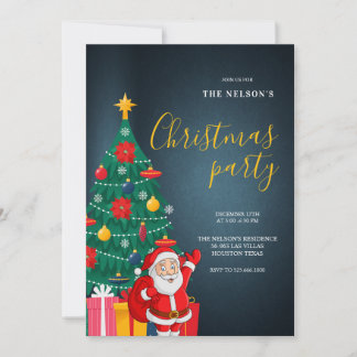 Festive Santa Christmas Party Invitation | Holiday Inbjudningar