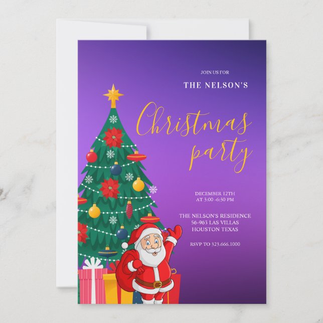 Festive Santa Christmas Party Invitation | Holiday Inbjudningar (Framsida)